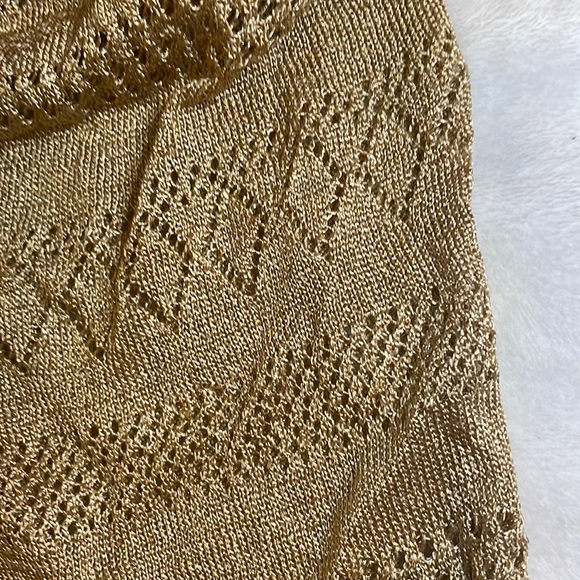 Beautiful Tan Cardigan with Metallic Gold Sparkles Size M - Picture 4 of 5